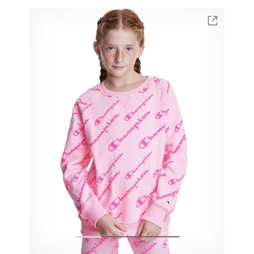 CHAMPION Athletic Wear Girls Youth Hoodie Sweatshirt Medium Pink Candy NEW